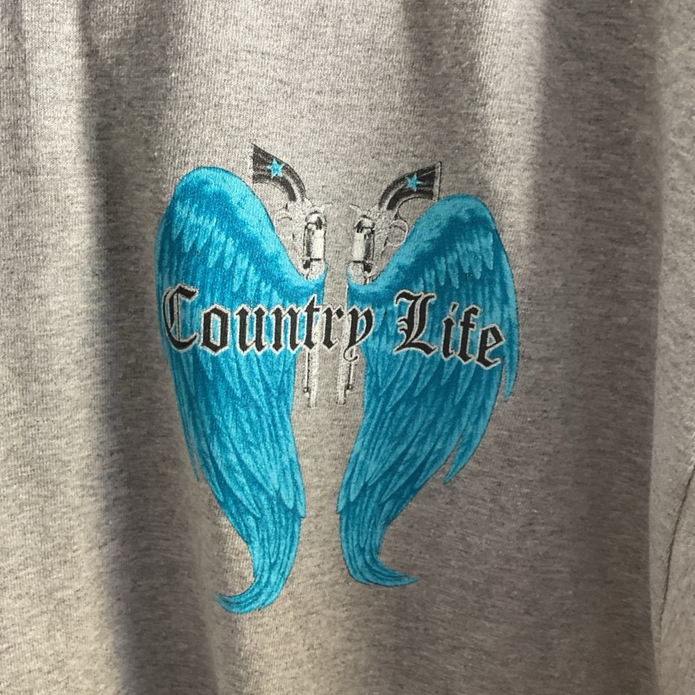 Gildan Gray T-Shirt with Blue Graphic